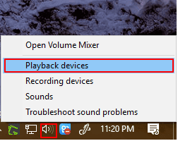 Make changes to the audio format- Playback devices