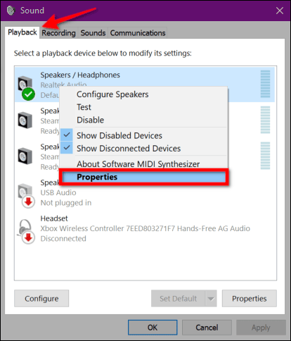 Playback properties