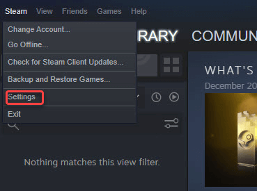 Open Steam and then click on setting of steam