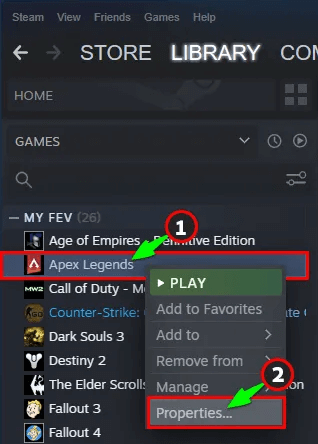 Verify the game files - right click on apex legends and then click on properties