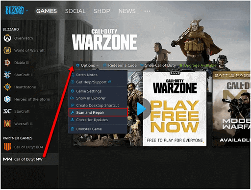 Check the game file integrity of Warzone