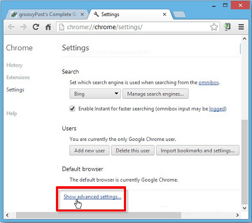 Google Chrome Advanced Settings
