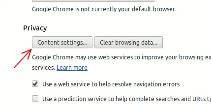 Privacy and security segment to view the Content settings