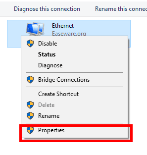 Open network connection Properties