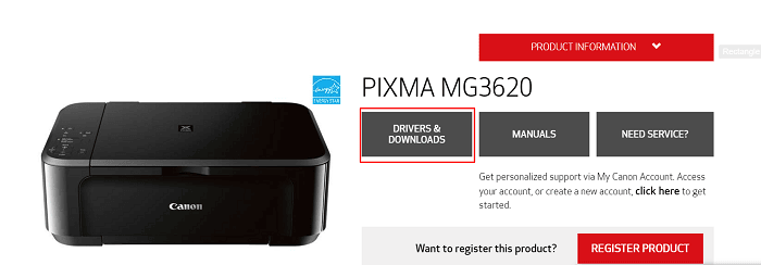 Canon PIXMA MG3620 - Drivers and Downlaod