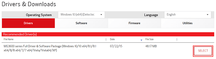 Select the Operating system