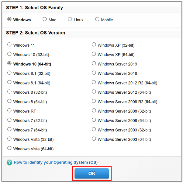 Select Operating System