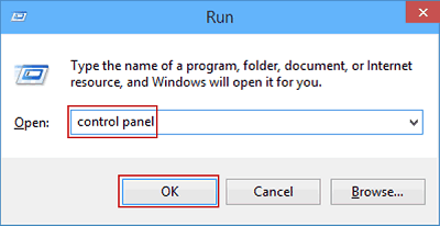 Open control panel from run box