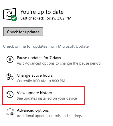 View update history