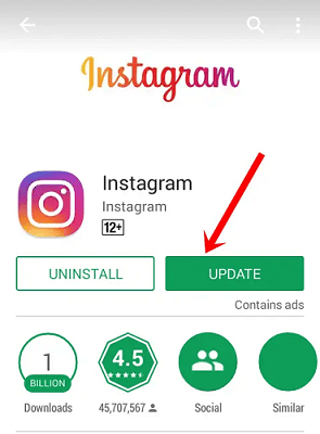 Update the Instagram application