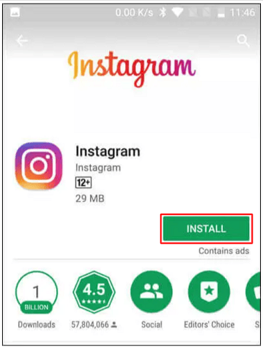 Uninstall Instagram and install it again