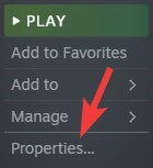 Select the game’s Properties