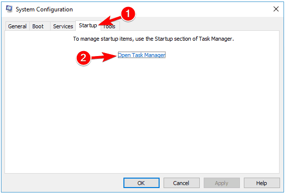 Startup-open task manager