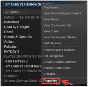 Tom Clancy’s Rainbow Six Extraction and choose Properties