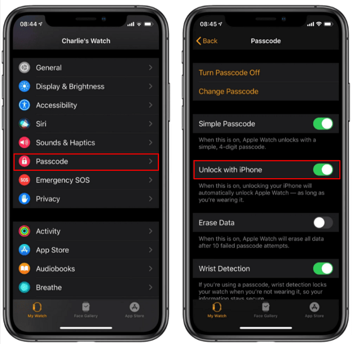 Toggle Unlock with iPhone option