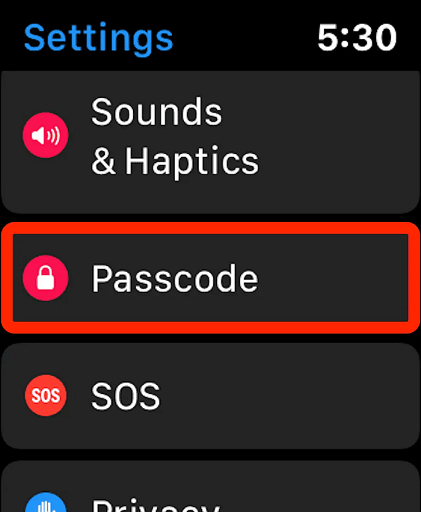 Scroll down to the Passcode setting