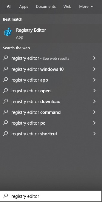 Search Registry Editor