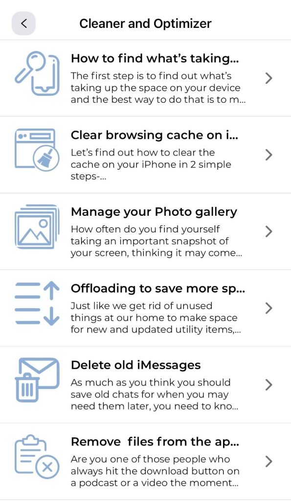 cleaner and optimizer option